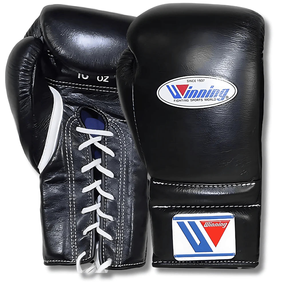 Black-Winning MS-Series Lace Up Boxing Gloves